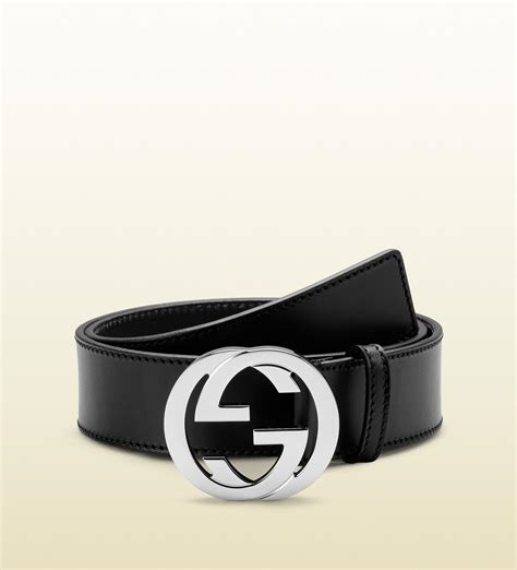 gucci interlocking with black leather band silver case|GUCCI Interlocking G leather belt .